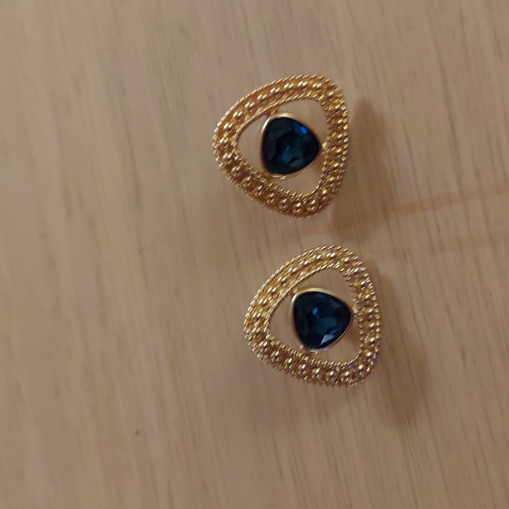 Blue Topaz & Gold Earrings